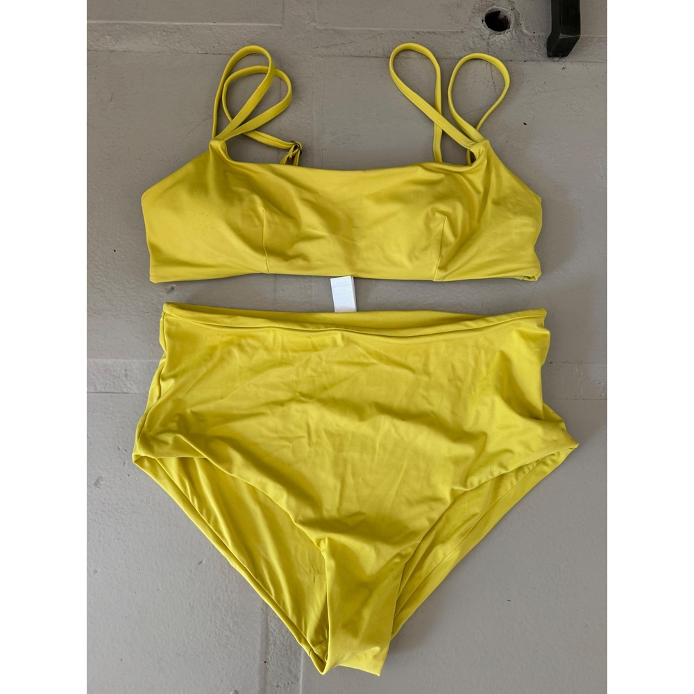 Andie Swim SET Honeysuckle High Waisted Bikini Two Piece Square Neck Top Medium